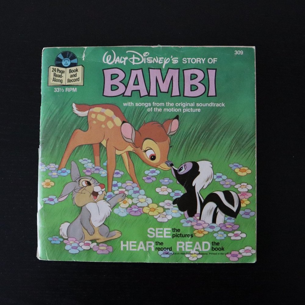 1977 Walt Disney's Bambi Book & Record!
